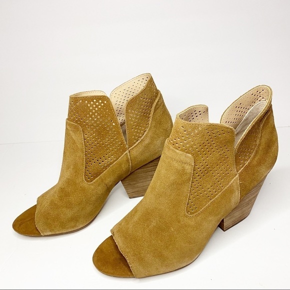 Steven by Steve Madden Ready Peep Toe Perforated Bootie Chestnut Oiled Cow Suede - Picture 11 of 12